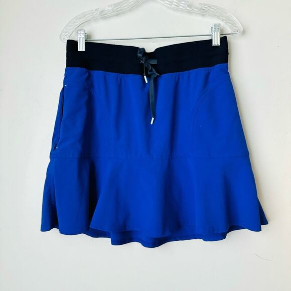 TITLE NINE purple blue Skort Pull On Elastic Waist Drawstring Zippered Pockets S - Picture 1 of 9